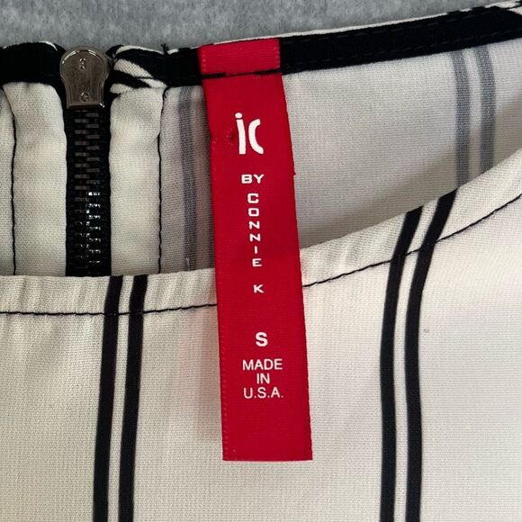 IC by Connie K Asymmetric Lagenlook Top Small Black White Stripe Artsy Tunic NWT - Picture 6 of 11